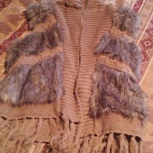 Faux fur sweater vest